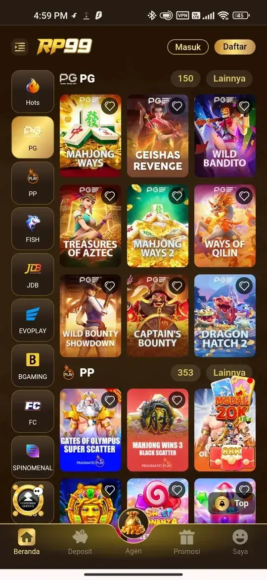 RP99 APK Daftar Slot PG Soft